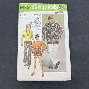 VTG 70s Simplicity Sewing Pattern 9179 Mens Tunic Pants Size 40 Waist 34 UNCUT